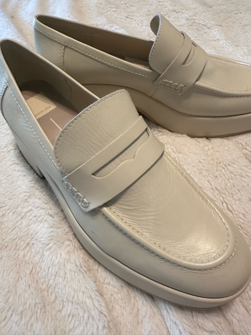 Dolce Vita Cream Leather Penny Loafers